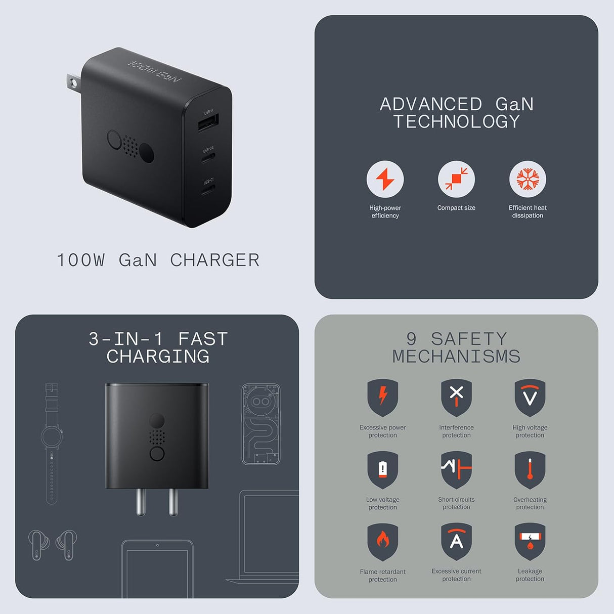 CMF Power GaN, 3 ports fast charger  - UK Plug - Switch Electronics