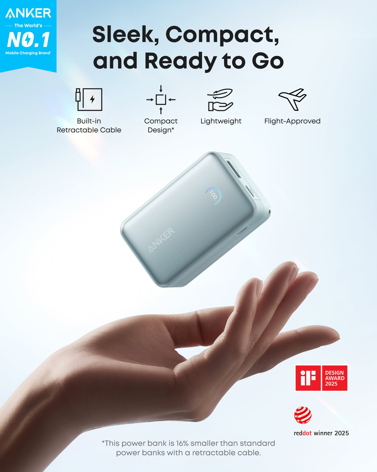 Anker Nano Power Bank (10K 45W Built-In Retractable USB-C Cable)