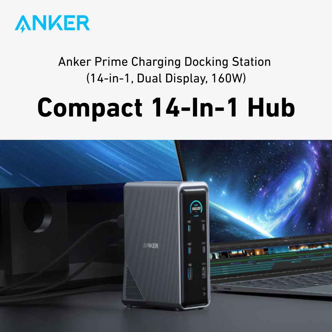 Anker Prime Charging Docking Station (14-in-1, Dual Display, 160W)