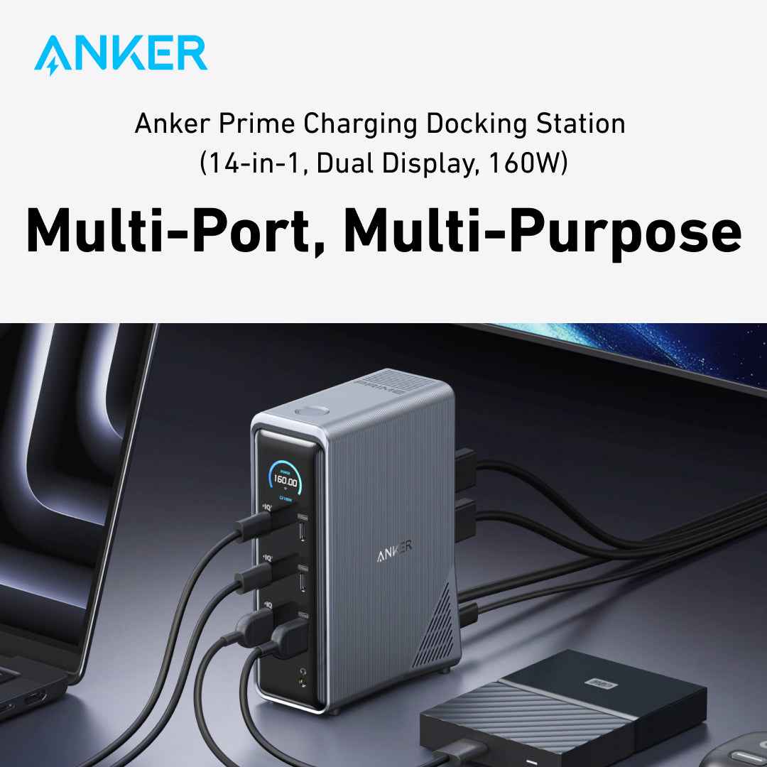 Anker Prime Charging Docking Station (14-in-1, Dual Display, 160W)