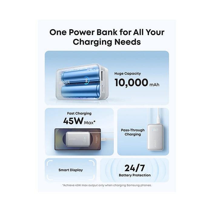 Anker Nano Power Bank (10K 45W Built-In Retractable USB-C Cable)