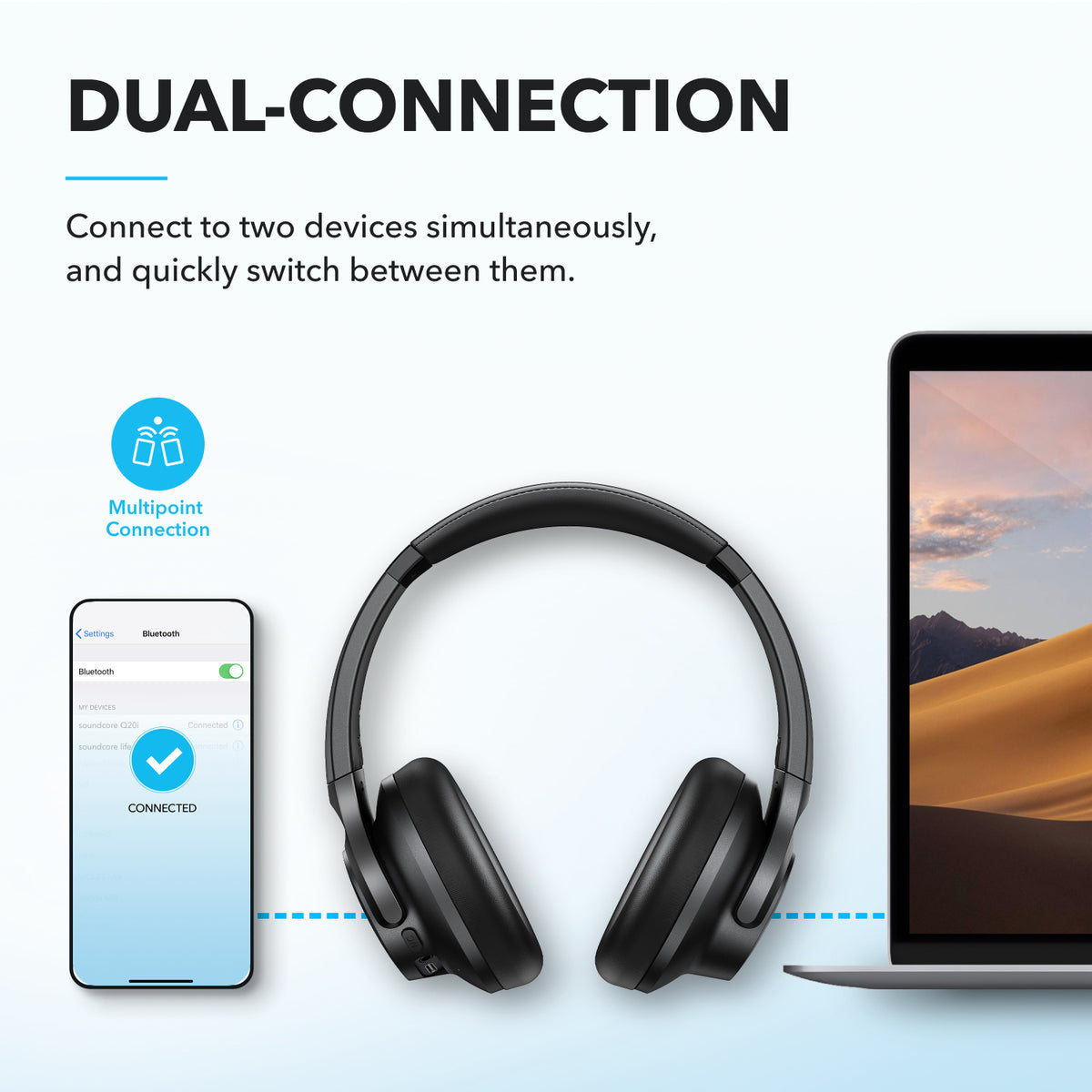 Anker Soundcore Q20i Wireless Over-Ear Headphones - A3004H12 - Switch Electronics