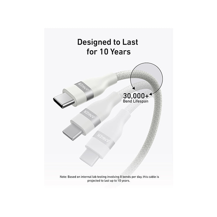 Anker USB-C to USB-C Cable (3 ft / 6 ft, 240W, Upcycled-Braided)