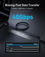 Anker Prime Thunderbolt 4 Cable USB C to USB C Cable, 240W , 40Gbps , Supports 8K/4K Displays