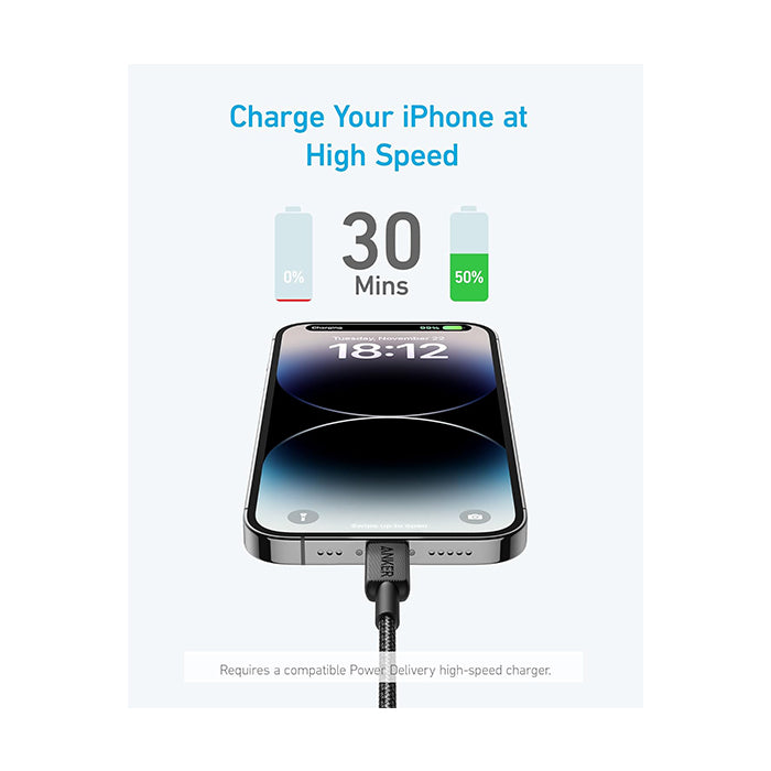 Anker 322 USB-C to Lightning Cable (3ft Braided)