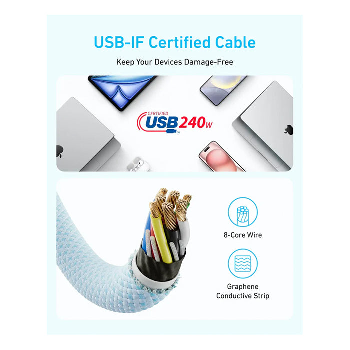 Anker Zolo USB C to USB C 240W Braided Fast Charging Cable