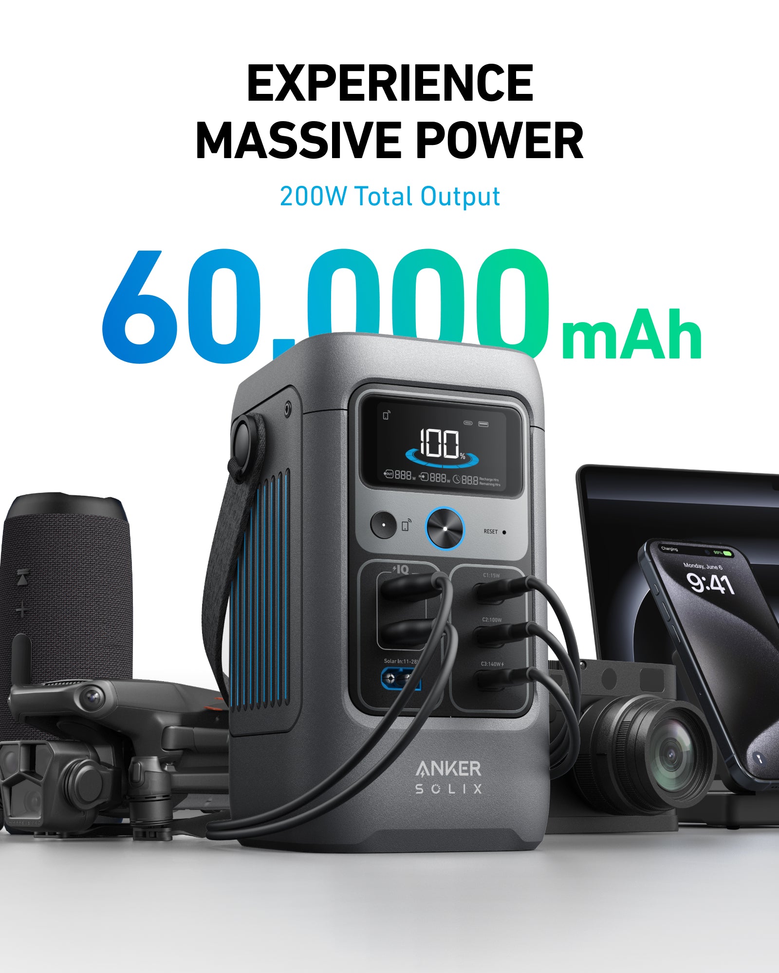 Anker SOLIX C200 DC Portable Power Station 192Wh 200W – Switch