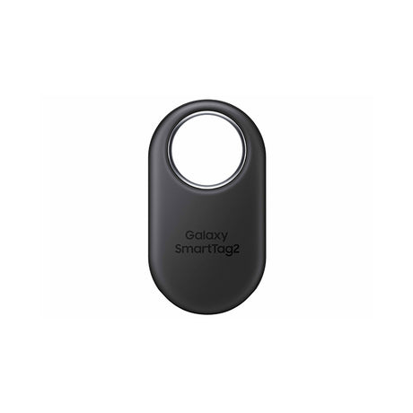 Black Samsung Galaxy SmartTag2 on a white background